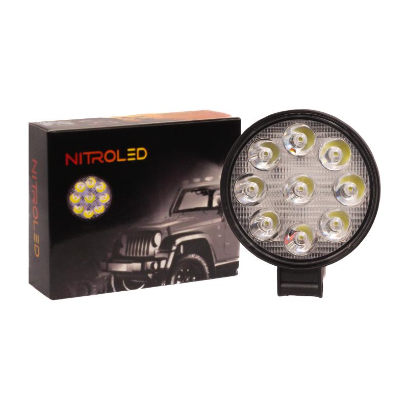 Imagen ilustrativa de FARO DE LED MINI REDONDO 27W 12/24  WATERPROOF IP 67 - OFF ROAD - MEDIDAS 8.5 x 8.5 x 1.8 cm